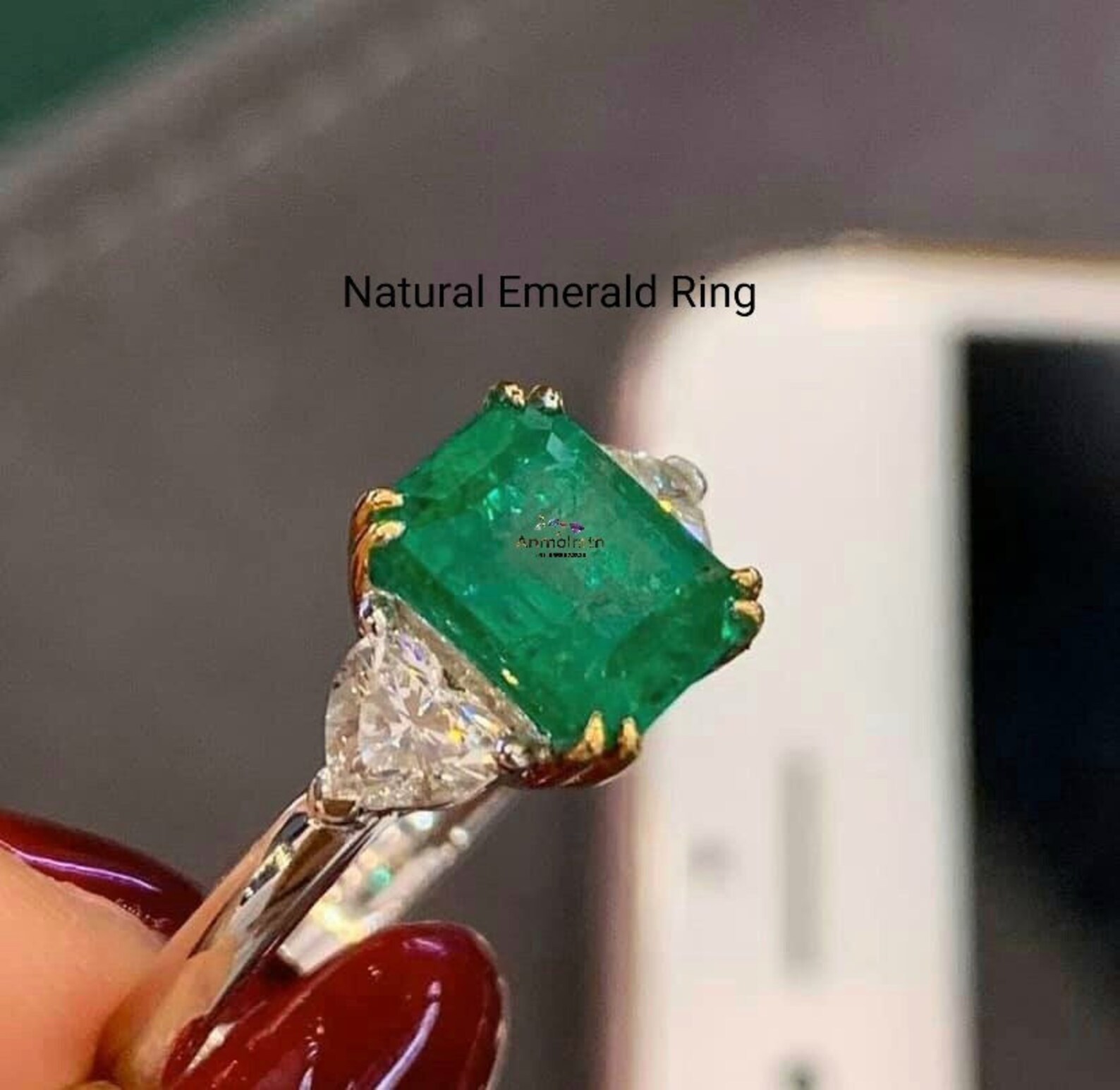 Real Emerald Wedding Ring for Women, Green Emerald Stacking Heart ...