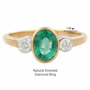 Vintage 14k Gold Emerald Ring: Dainty Diamond Engagement Ring