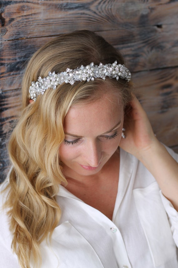 Wedding Headband⤙silver Wedding Tiara⤙crystal Earring  display picture 1