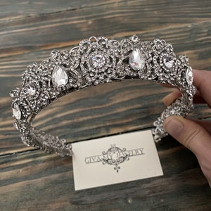 Silberne Tiara⤙Brautsilberkrone⤙Königliche Tiara⤙Silberdiadem⤙Kristallbrautkrone⤙Kristalltiara⤙Brautkrone