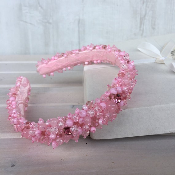 Rose Pink Tiara⤙ Blush Tiara Pink⤙rose Beaded Headband  display picture 2
