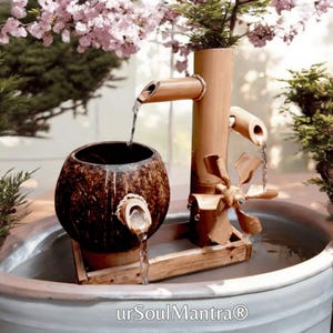 Bamboo Water Wheel Fountain: Handmade Zen Garden Decor