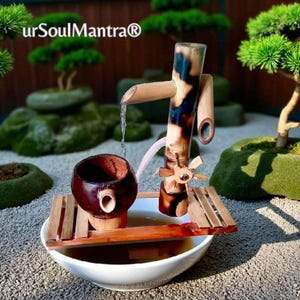 竹製水車噴水：手作りの禅ガーデンデコレーション