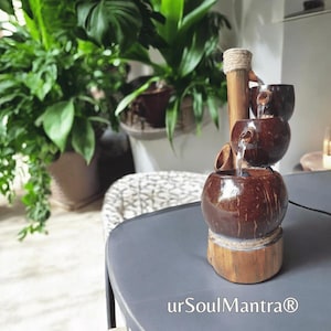 手作りのトリプルココナッツ噴水：トロピカルな禅風装飾