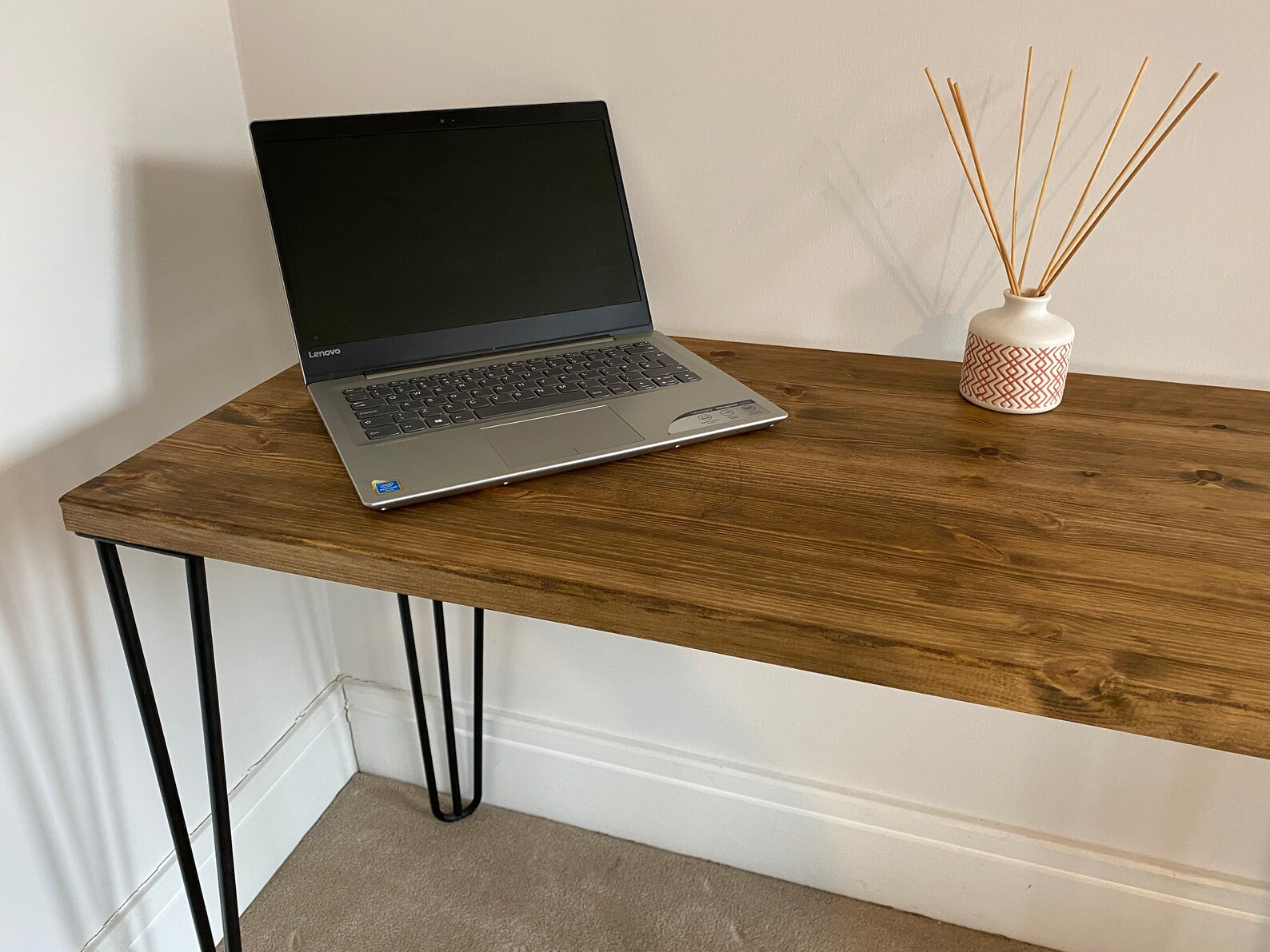 Work From Home Table Solid Wood Table With Hairpin Legs Etsy UK