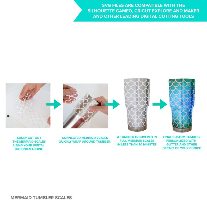 Download Ozark 30 oz steel tumbler mermaid scales SVG cutting file ...