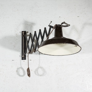 Industrial Scissor Lamp - large black enamel - 1960s