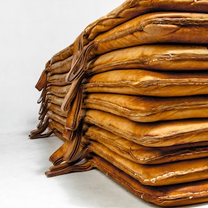 Exclusive Set of 6x Leather Vintage Gym Mats - Brown Leather Original Gym Equipment from 1930s