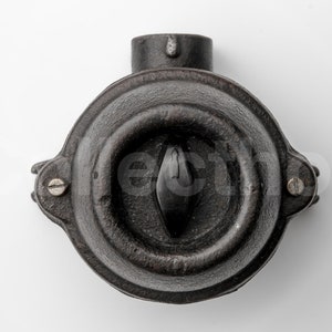 Set of 3 Switches Industrial Light Switch Wall - heavy duty iron case - Mid century Electrical Vintage round wall switch plate 1950s