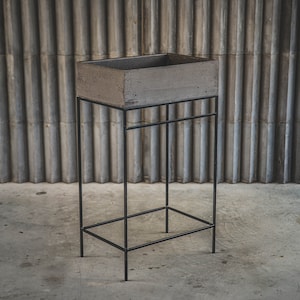 Industrial hand-made concrete sink with an iron stand | Black