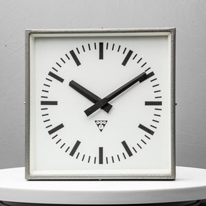 Small 14inch - Wall Clock Vintage Polished Factory Clock - mid century by Pragotron Wall clock Large Industrial clock