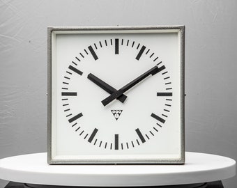 Blue Mid-Century Pragotron Factory Wall Clock – 13.8 inch Restored Industrial Clock