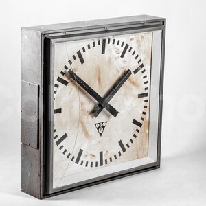 XXL-Large Industrial Wall Clock burned steel mid century by Pragotron clock Large industrial clock image 3