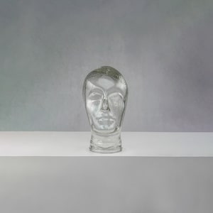 70&#39;s-80&#39;s Vintage Glass Head | Glass Mannequin Head | Clear Tinted Glass Head Statue |  | Unique Decor Gift