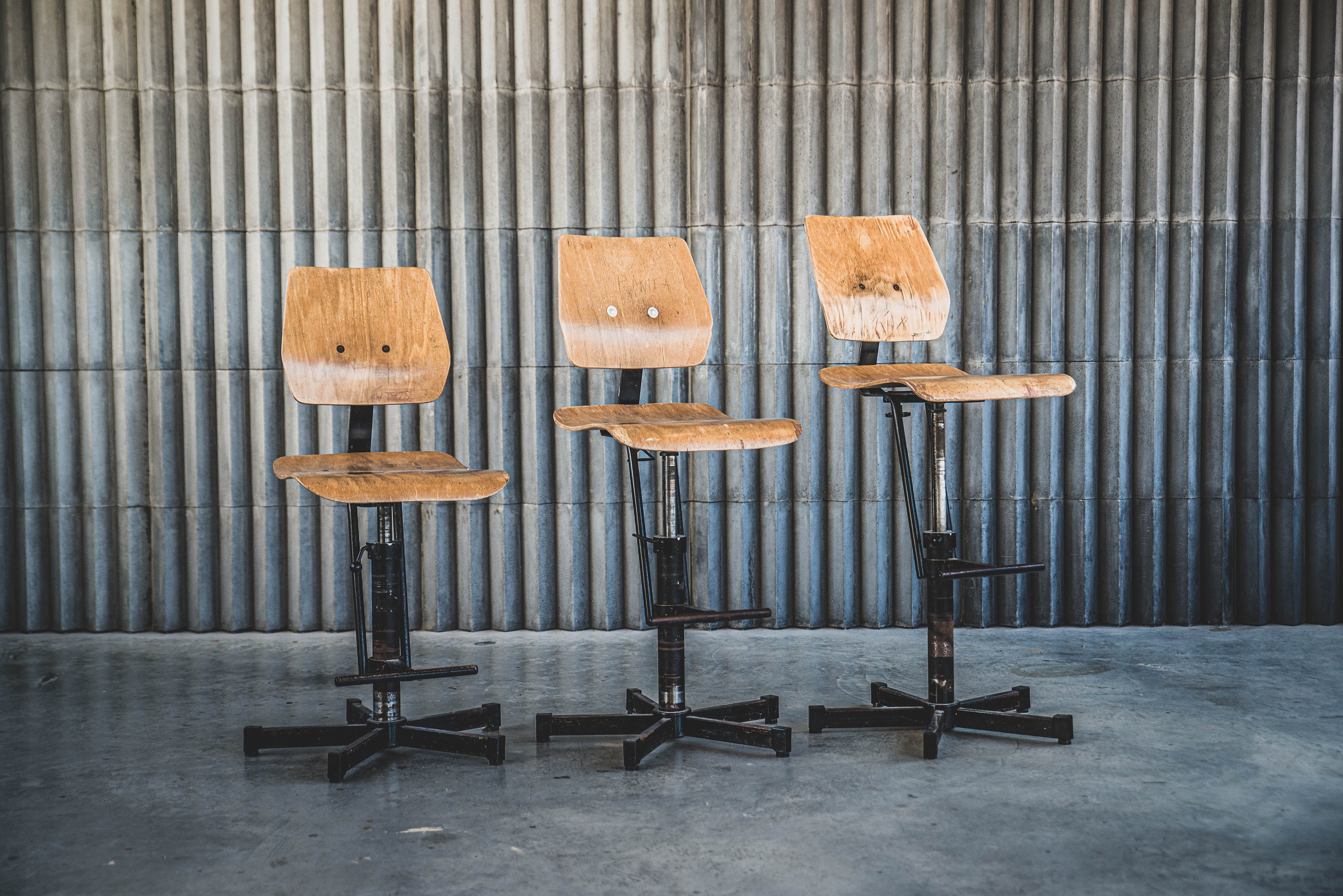 Three Vintage Adjustable BOSCH Chairs With a Concrete Etsy