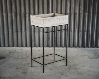 Industrial hand-made concrete sink with an iron stand | Gray