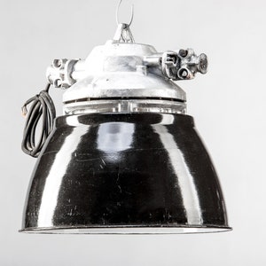 Small Brushed Factory Lamp - Vintage Lamp in original black color and enamel