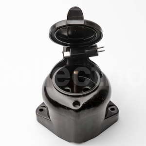 Set of 5 Bakelite Outlet - Black - Wall-mounted Bakelite socket