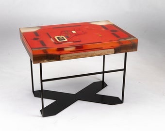 Handmade Epoxy Coffee Table Made from vintage  factory wooden form from the 1960s