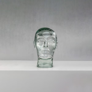 70&#39;s-80&#39;s Vintage Glass Head | Glass Mannequin Head | Green Tinted Glass Head Statue |  | Unique Decor Gift