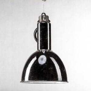 Ceiling Lamp - Black Enamel Light by Elektrosvit from the 1960s