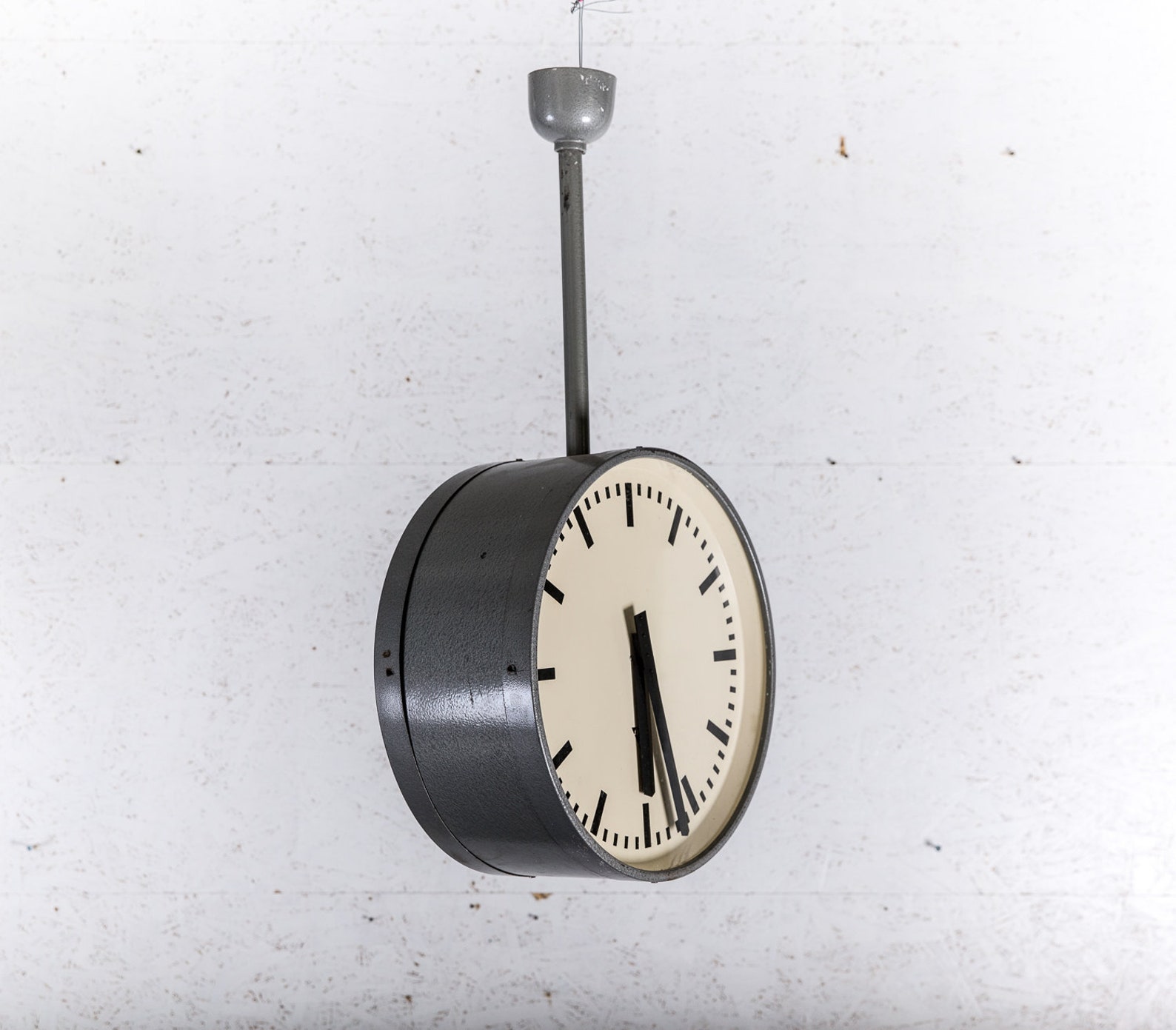 Large Doublesided Metal Analog Clock 1960s by Pragotron Etsy