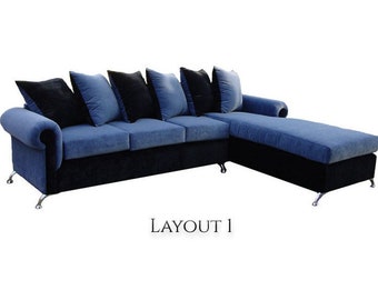 Lounge Sectional, 2 Piece Sectional With Chaise, Custom Two Piece Sectional Sofa With Rolled Arms