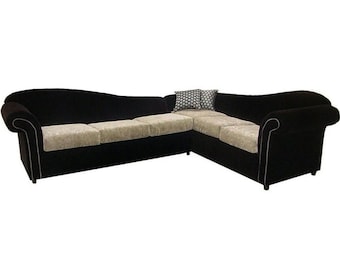 Cleopatra Sectional (Two-Tone), Curved Back Sectional Sofa, 2-Piece Curve Back Sectional