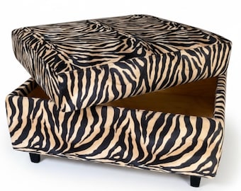 Custom Upholstered Ottoman with Lift-Off Seat: Large Hidden Storage Box & Plush Footstool — Choose Your Fabric (COM or Ours)
