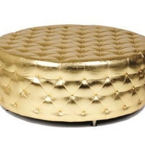 Tufted Round Ottoman, Custom Centerpiece