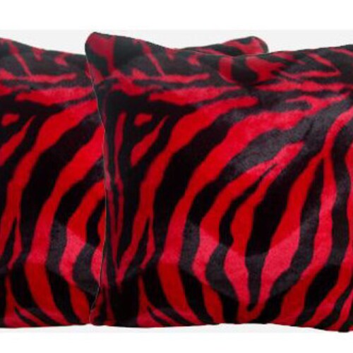 17 X 17 Zebra Pillow Set Red Zebra Print Pillow Set Large Etsy