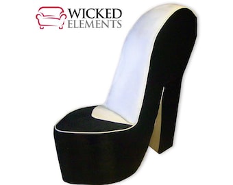 Black & White Shoe Chair, Suede Shoe Chair, High Heel Chair, Stiletto Chair, Shoe Chair