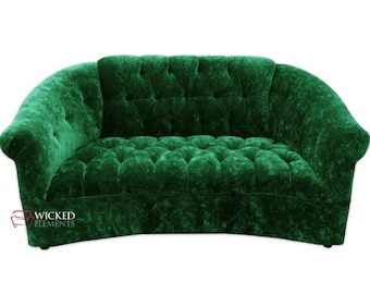 Emerald Green Loveseat, Velvet Tufted Loveseat