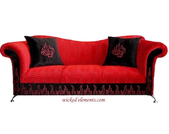 RockStar Sofa, Custom Sofa, Black & Red Sofa, Flames Sofa, Red Sofa, Custom Couch