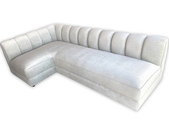 L Shaped Channel Tufted Sofa, Custom Corner Sofa