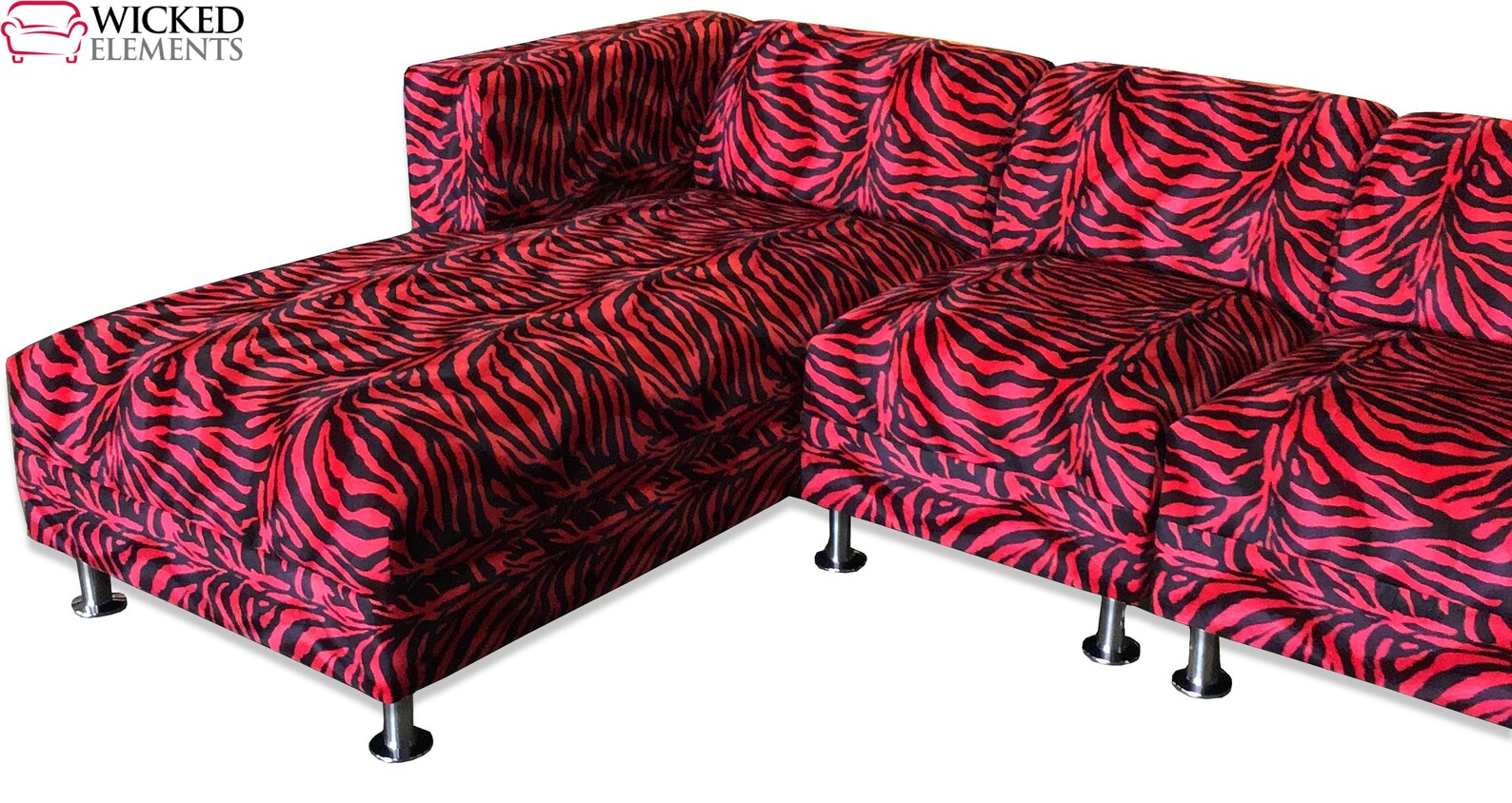 Red Zebra Sectional Sofa Zebra Couch Etsy