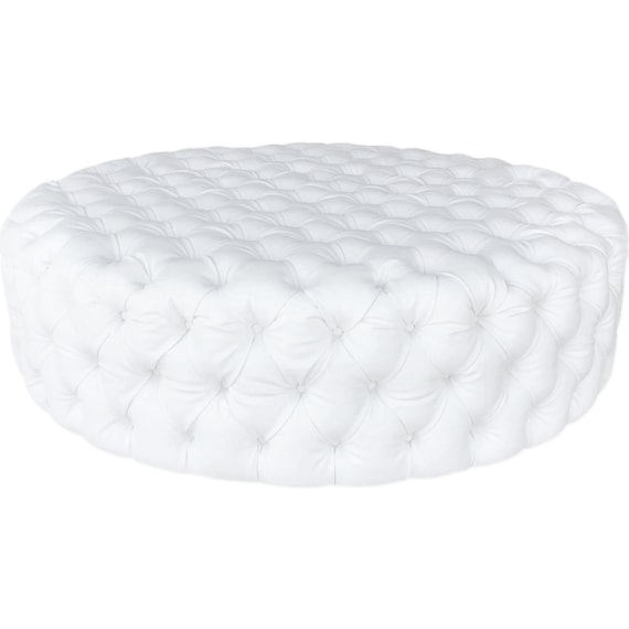 Round tufted cheap cocktail ottoman