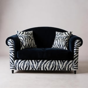 Funky Loveseat with Two-Tone Upholstery | Custom Mid-Century Modern Loveseat | Statement Sofa