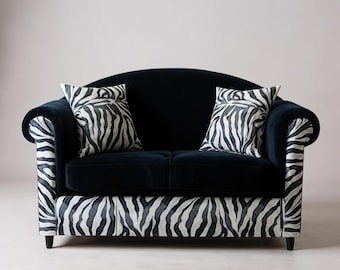 Funky Loveseat with Two-Tone Upholstery | Custom Mid-Century Modern Loveseat | Statement Sofa