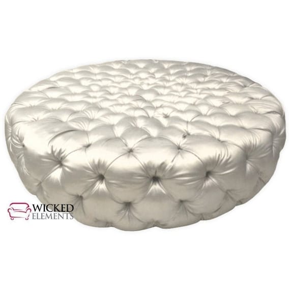 Round tufted 2024 cocktail ottoman