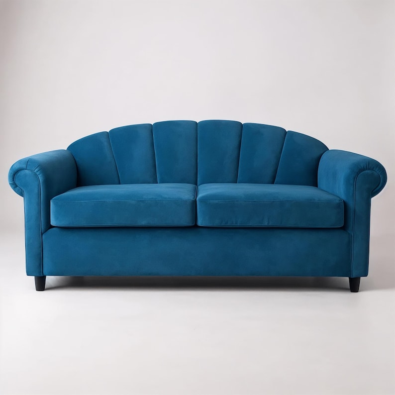 Teal Velvet Sofa | Velvet Scallop Shell Back | the "flair Back" Couch ...