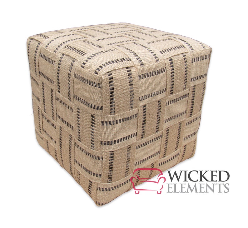 Square Shape Jute Ottoman Etsy