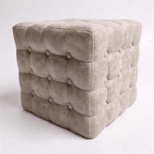 Tufted Ottoman, Fabric Cube Ottoman, Tufted Button Cube Velvet Ottoman, Upholstered Cube Ottoman, Ottoman Cube Seat