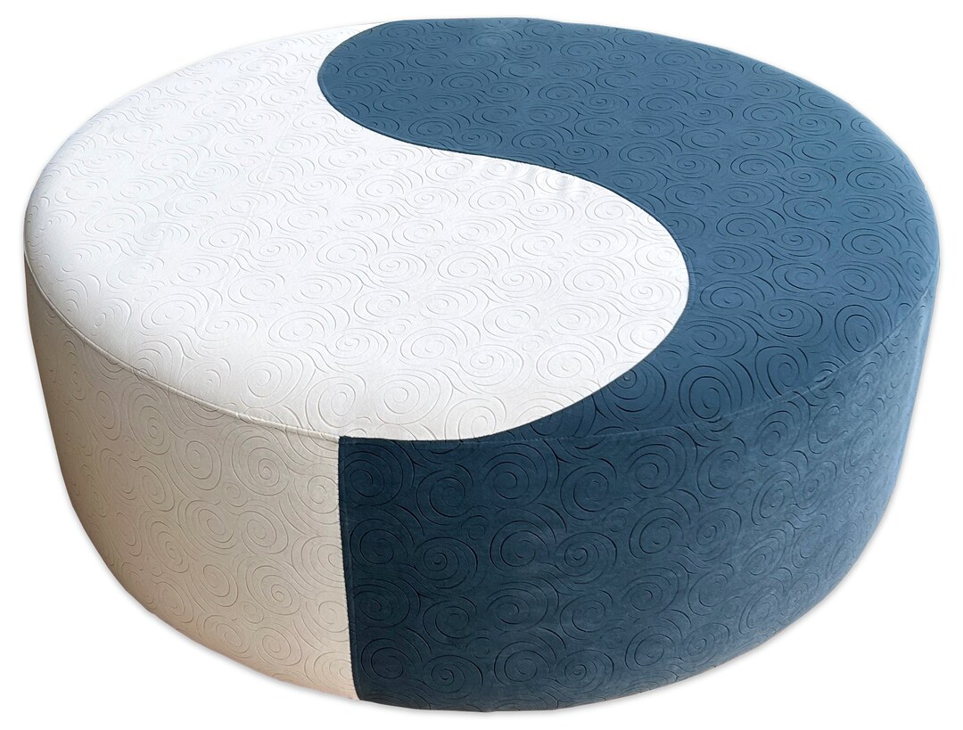 Round Two-tone Ottoman, Multi Color Ottoman, Yinyang Ottoman - Etsy