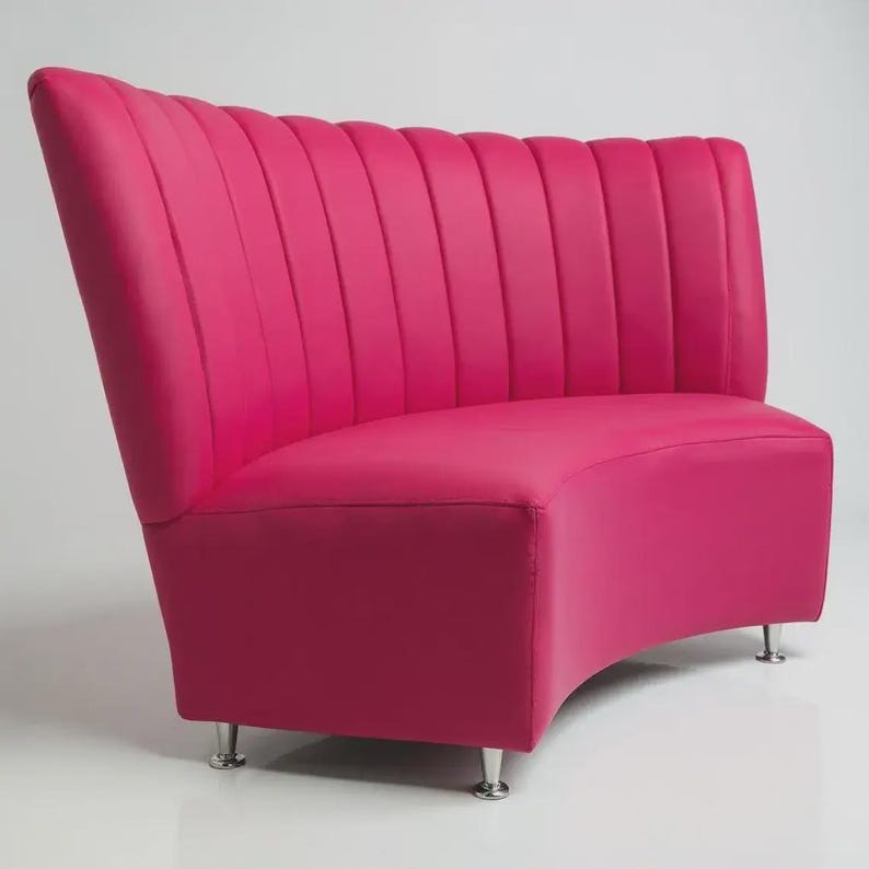 Curved Dining Bench With Back, Upholstered Curved Bench Bild 1