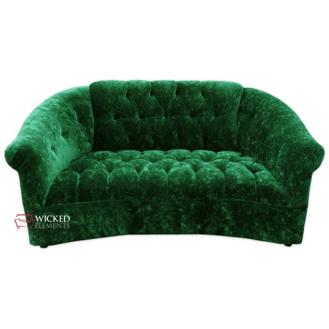 Emerald Green Loveseat Velvet Tufted Loveseat Etsy