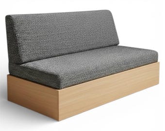 Custom Straight Banquette Bench - Wood Plinth Base - Dining Nook Seating - Kitchen Booth - Restaurant Furniture - Choice of Width & Fabric