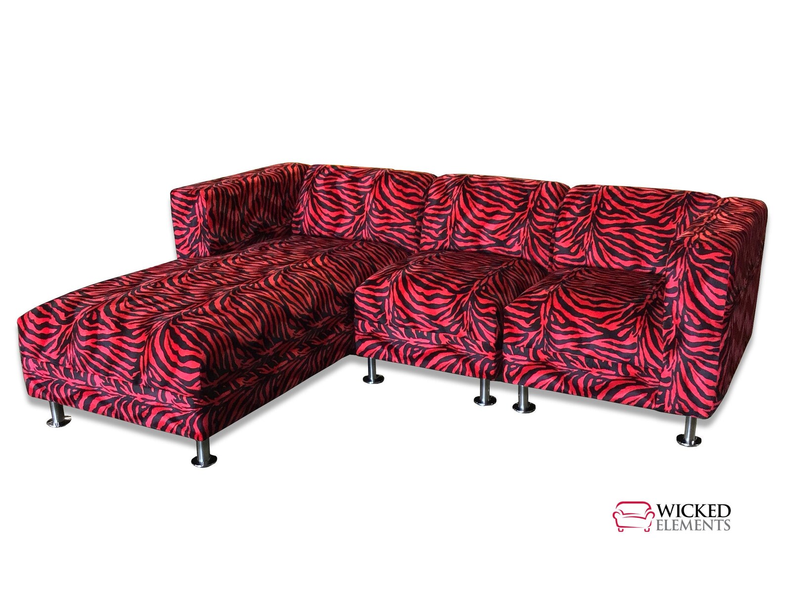 Red Zebra Sectional Sofa Zebra Couch Etsy
