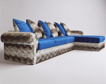 Floor Level Sectional Sofa, L-Shaped Two Tone Sectional Sofa, Wide Sectional Couch
