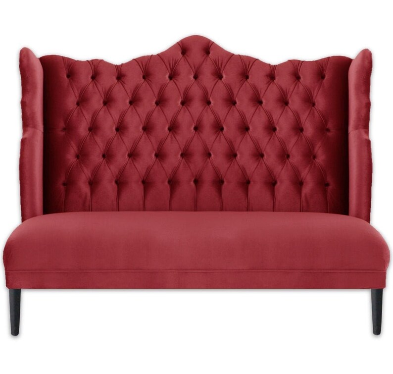 Tufted Banquette Bench Modern Highback Loveseat Wing Etsy